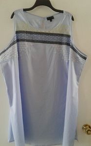 Lane Bryant Blue Embroidered TUNIC  sz.28 NWOT
